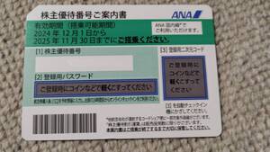 コード通知：ANA 株主優待券 全日空 2024年12月1日～2025年11月30日 ご搭乗分 1枚