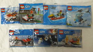 新品・未開封　Lego レゴ　City ７袋まとめて 30150, 30314, 30220, 30351, 30361, 30365, 30368　警察官、消防士、宇宙、レーサー 海外発