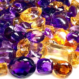 1円〜!!大量!!［天然アメジスト・シトリンおまとめ1003ct］d 約200.6g 裸石 宝石 amethyst citrine 黄水晶 w4マ10