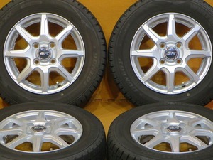 超美品バリ溝【21年製ダンロップウインターマックス02 155/70R13 75Q】14インチ ミライース エブリィ NV100クリッパー タウンボックス(1F)