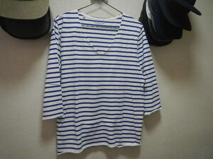 NONNATIVE ノンネイティブ MARINER V TEE QS COTTON MARINE BORDER Vネック マリン ボーダー カットソー vendor Tシャツ 0 七分丈