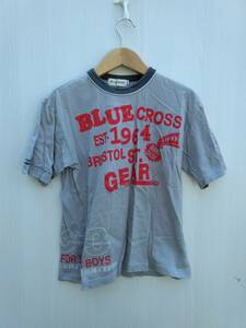 【古着屋ニャンタ】BLUE CROSS ★ブルークロス　Ｍサイズ 　薄灰色　半袖　Tシャツ ★ Q6