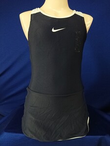 ka_4577s ★定形外 配送★ NIKE ナイキ 光沢 ネイビー 水色ライン ハイカット ミニスカート 競泳水着 130