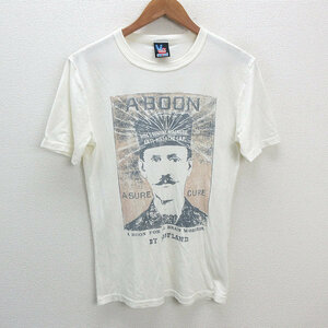 s■USA製■ジャンクフード/UNK FOOD 薄手 プリント 半袖Tシャツ【S】白系/MENS/46【中古】