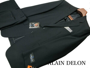 正規品 新品 ALAIN DELON A7 身長180㎝ 胴囲84㎝ SUPER100s 春夏 2ボタン ストライプ ワンタックスーツ アランドロン 黒 ブラック LL d348