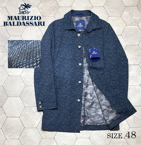  新品 定価69,300円 マウリツィオバルダサーリ【MAURIZIO BALDASSARI】裏カモ柄 バーズアイ 超軽量・撥水 マックコート 48