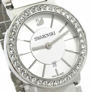 超美品 Swarovski スワロフスキー 腕時計 1094363 クオーツ ラインストーン シルバー コレクション カレンダー おしゃれ ラウンド 箱付き