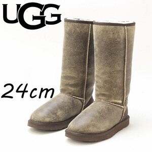 ◆UGG アグ 5804 クラシック トール ボンバー シープスキン ムートン ブーツ ブラウン 24cm