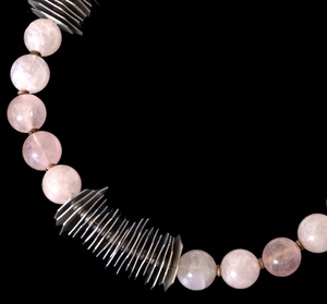 *E70L【ENRIC MAJORAL】Rose Quartz SLV925 Necklace SPAIN製 新品 長さ約40cm 重さ118g 幅約18.0mm