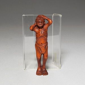 置物 人物 柘植 木彫品 木製 彫刻品 現品お渡し 0707-9-6