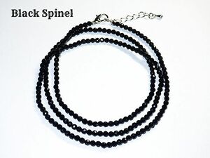 ★輝くブラックスピネルカット★ネックレス★メンズレディースサイズ★60cm★black spinelラウンドボールカット一連ビーズ★kamesan