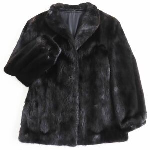 美品●MINK ミンク 本毛皮ショートコート ジャケット ブラック 11号 毛質艶やか・柔らか◎