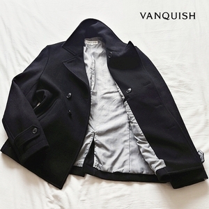 VANQUISH ミドル丈メルトンPコート 黒 L