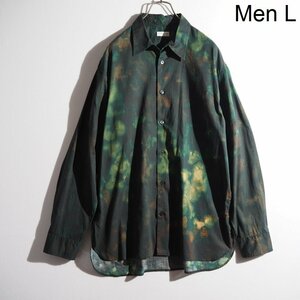 M9602P　▼DRIES VAN NOTEN ドリスヴァンノッテン▼　タイダイ コットンシャツ ブラック グリーン L オーバーサイズ 22AW 春～秋 rb mks