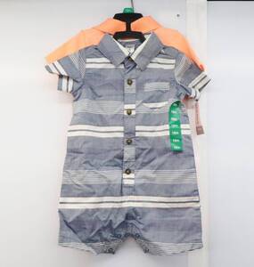 ∨未使用品 2枚まとめ｜ベビー服 18ｍ｜Carters カーターズ ポロシャツ風 ストライプ｜約80-85ｃｍ 約11.1-12.5ｋｇ ■P4020