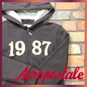 SD10-678★USA古着★アメカジ★格安【AEROPOSTALE エアロポステール】”1987” ジップアップ スウェットパーカー【レディース M】茶 裏起毛