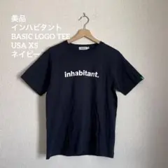 美品　インハビタントBASIC LOGO TEE  USA XS ネイビー