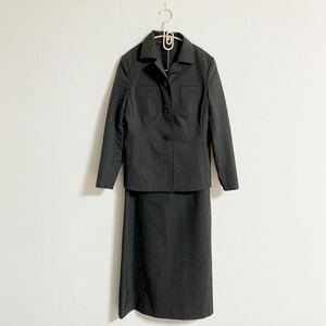 【美品】い29 COMME CA DU MODE コムサデモード スーツ 黒 ブラック シンプル size M L ロングスカート フォーマル 仕事 行事