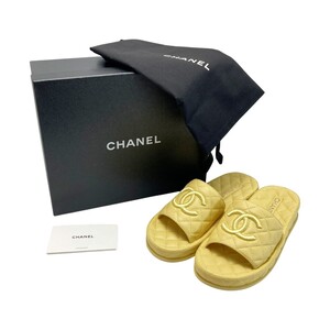 ☆☆ CHANEL シャネル ココマーク マトラッセ サンダル ラムスキン G36901 イエロー ミュール SIZE39 箱・布袋有 目立った傷や汚れなし