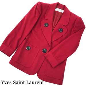 YSL イヴ サンローラン ジャケット M/9号 クリスマスカラー 赤系 レディース ジャケット Yves Saint Laurent 正規品 本物保証 最落無