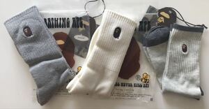 ★送料込★希少★ A bathing APE 正規品 未使用 HEAD APE ONE POINT エイプ ヘッド ワンポイント ソックス 3本 靴下