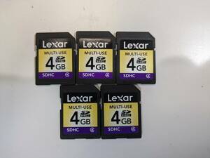 5枚まとめ売りLEXAR SDカード4GB　メモリーカード/DS/Wii/PC/ デジカメ等にフォーマット済み動作品