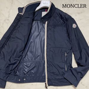 美品★ MONCLER モンクレール CLOSSET ナイロン ライダース ジャケット ブルゾン Mサイズ キルティング Wジップ ワッペン ネイビー メンズ