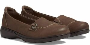 Clarks 24cm トープ ブラウン ヌバック フラット 軽量 ソフト スリッポン スニーカー バレエ ローファー パンプス RRR108