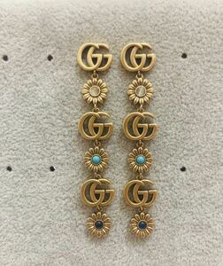 1円スタート！　GUCCI グッチ　ピアス アクセサリー レディース ゴールド　チェーン系　805