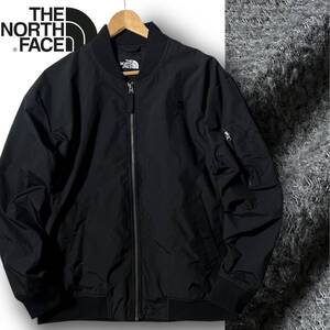 新品 THE NORTH FACE ノースフェイス 撥水 防水 防風 防寒 裏地フリース ロゴ刺繍 ボンバージャケット ブルゾン MA-1 L ブラック ◆B4109