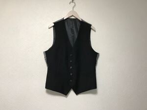 美品本物スーツセレクトSUITSELECTウールベストジレリバーシブルメンズサーフアメカジビジネススーツモードドレスL黒ブラックグレーAB6