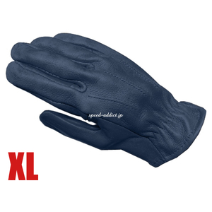 SULLIVAN GLOVE SHORTY VINTAGE NAVY XL/サリバングローブ紺ネイビー裏地なし鹿革ディアスキン本革バイク用手袋usa春用夏用春夏用秋用定番