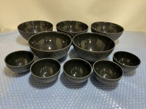 ★☆K429　WEDGWOOD　ナイト＆デイ　黒　ボウル皿　大5点小5点　中古品☆★