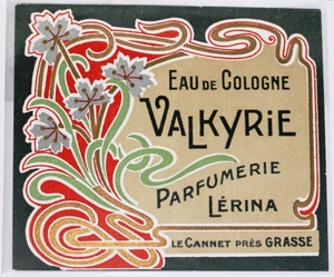 フランスアンティーク香水ラベル　EAU DE COLOGNE　VALKYRiE PARFUMERIE LERINA １９００年～１９３０年