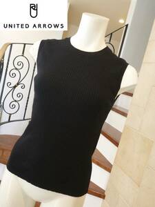 1.2万 新品 UNITED ARROWS　ユナイテッドアローズ ★黒　ノースリーブニット　セーター　F　S～M