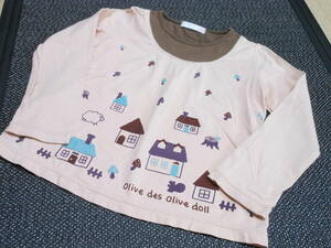 ∮818　110㎝　olive de olive 長袖Tシャツ　ピンク　Aライン