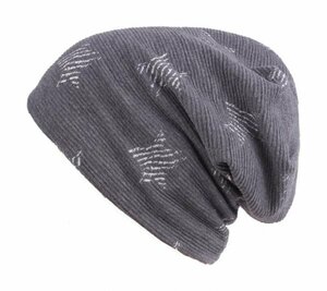 ニット帽子 ワッチキャップ キャップ KNIT CAP 星柄 ロールワッチ レディース メンズ GY トレンド NT30-3