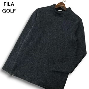 FILA GOLF フィラ ゴルフ 通年★ モックネック フリース ニット セーター ロゴ刺繍 エンブレム 長袖 Sz.M メンズ　A4T11770_B#K