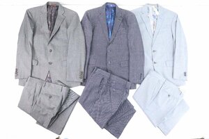 【3点】ETRO エトロ スーツ セットアップ ジャケット スラックス 50 グレー ブルー 柄物 系 メンズ まとめ 0785-NA