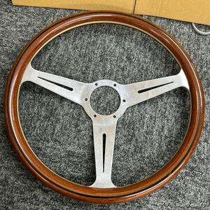 【125023】NARDI CLASSIC ナルディ クラシック ウッドステアリング 約35.5mm ポリッシュスポーク 現状 ジャンク ハンドル 部品 パーツ 