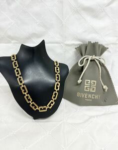 【Z-29】GIVENCHY ジバンシー　ネックレス　中古品　1円〜 袋　ゴールドカラー　チェーン　アクセサリー　オールド　ヴィンテージ