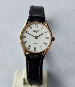 稼働品 ロンジン レディース腕時計 白色ローマ数字文字盤 新品電池 LONGINES 3387