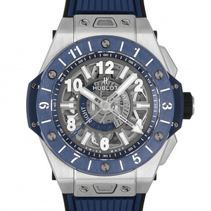 ウブロ HUBLOT ビッグバン ウニコ GMT チタニウム ブルーセラミック 471.NL.7112.RX グレー文字盤 中古 腕時計 メンズ