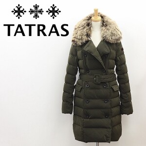 ◆TATRAS タトラス MONTECCHIA モンテッキア ラムファー付 ベルテッド ダウン ダブル コート カーキ 03