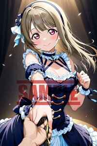 【お一人様1落札のみ：1円出品】ラブライブ! 中須かすみ 美少女 ロングヘアー版 ファンアート イラスト ポスター A4 コスプレ かわいい 3