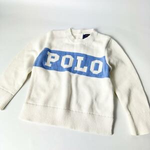 美品　ポロラルフローレン　POLOロゴ　白ニットセーター　キッズ100 3/3T