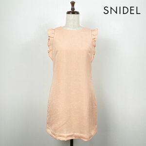 美品 SNIDEL スナイデル 肩フリル ストレートワンピース 裏地あり レディース ピンク サイズ0*NB235