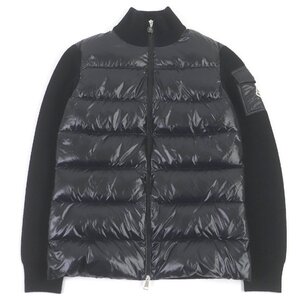 未使用品□MONCLER モンクレール 2022年製 CARDIGAN TRICOT ロゴワッペン ダウン切替 ニットブルゾン ブラック S ハンガー付き 正規品