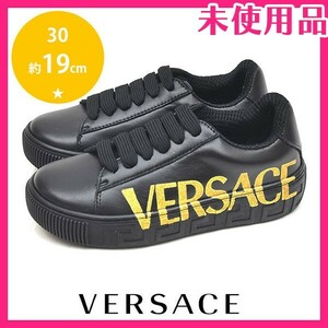 新品未使用品 ヴェルサーチ/ヴェルサーチェ VERSACE キッズ ジュニア ボーイ モノグラム サイドロゴ スニーカー 黒 30(約19cm） sh24-1228