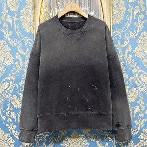 新品同様 VISVIM ビズビム COURT SWEAT L／S CRASH ヴィンテージ 泥染加工 トレーナー スウェット パーカー 0123105010018 サイズ3